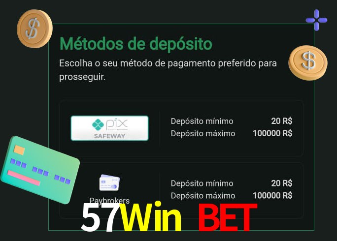 O cassino 57Win Bet oferece uma grande variedade de métodos de pagamento